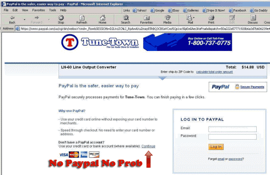 Paypal Checkout for Tune-Town